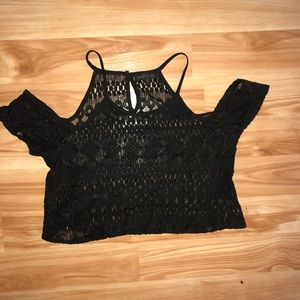 Black lace crop top